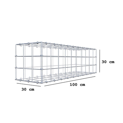 Gabion 100 cm x 30 cm x 30 cm (L x H x P), mailles 10 x 10 cm, anneau en spirale