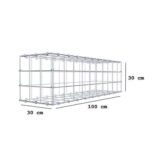Gabion 100 cm x 30 cm x 30 cm (L x H x D), mesh size 10 x 10 cm, spiral ring