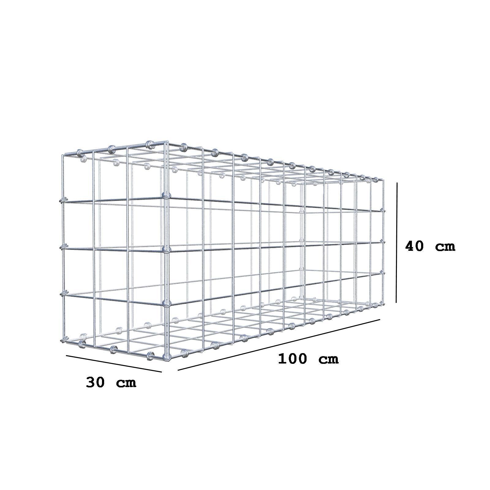 Schanskorf 100 cm x 40 cm x 30 cm (L x H x D), maaswijdte 10 x 10 cm, spiraalring