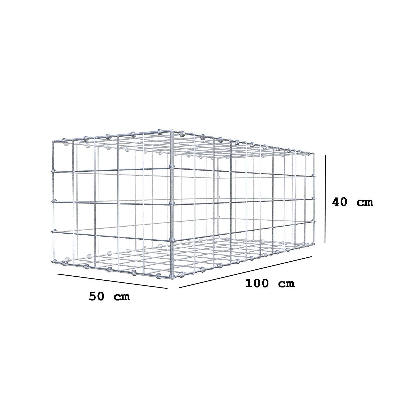 Gabbione 100 cm x 40 cm x 50 cm (L x H x P), maglia 10 x 10 cm, anello a spirale