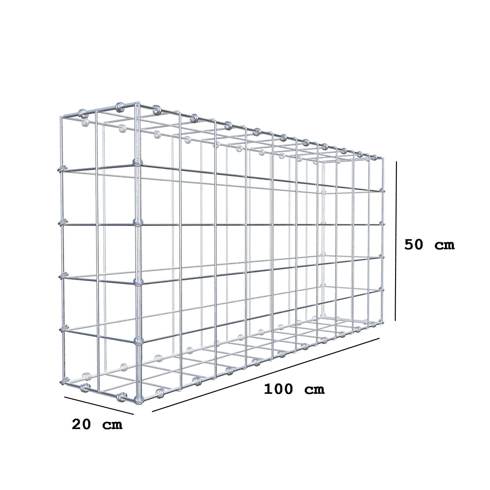 Gabion 100 cm x 50 cm x 20 cm (L x H x D), mesh size 10 x 10 cm, spiral ring