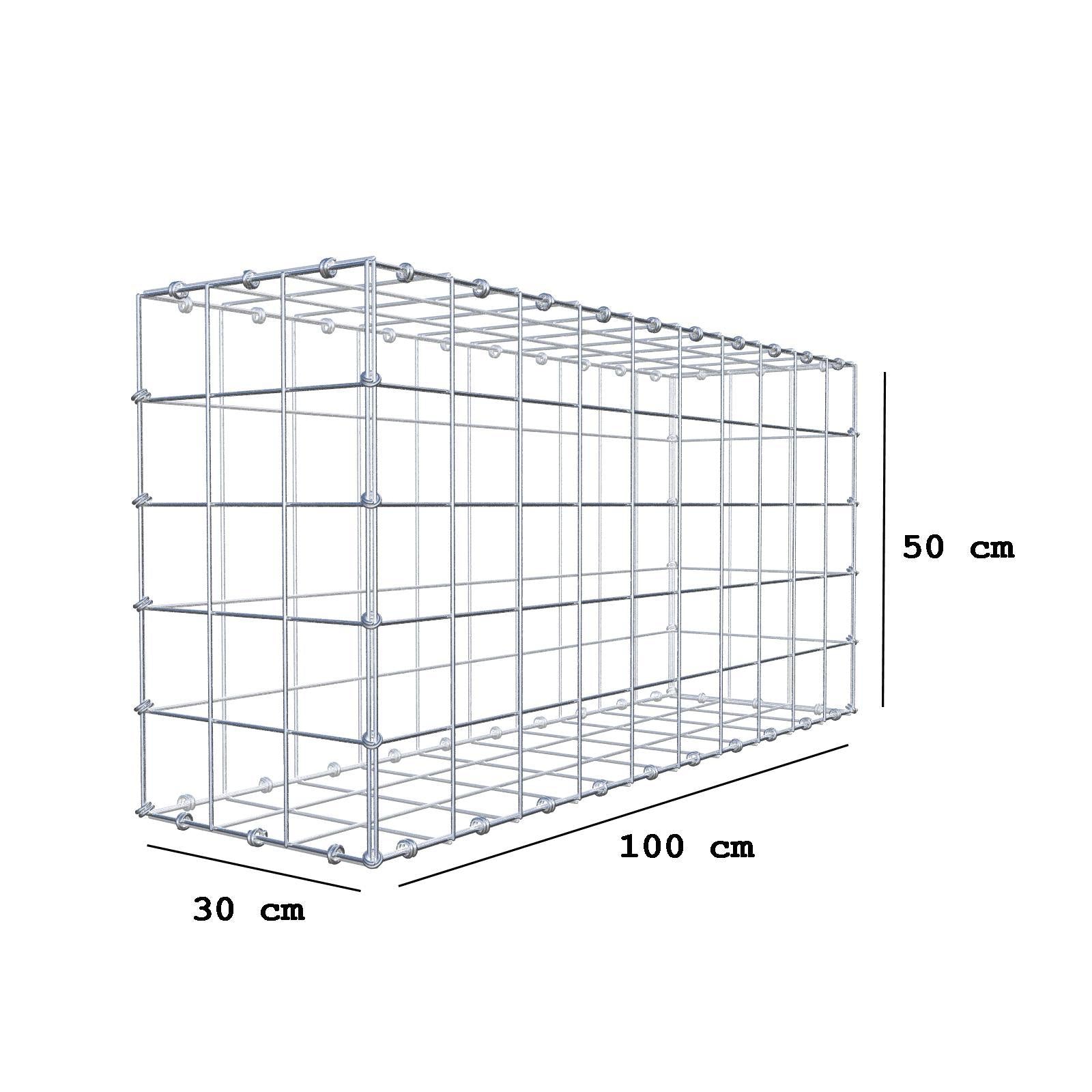 Gabion 100 cm x 50 cm x 30 cm (L x H x D), mesh size 10 x 10 cm, spiral ring