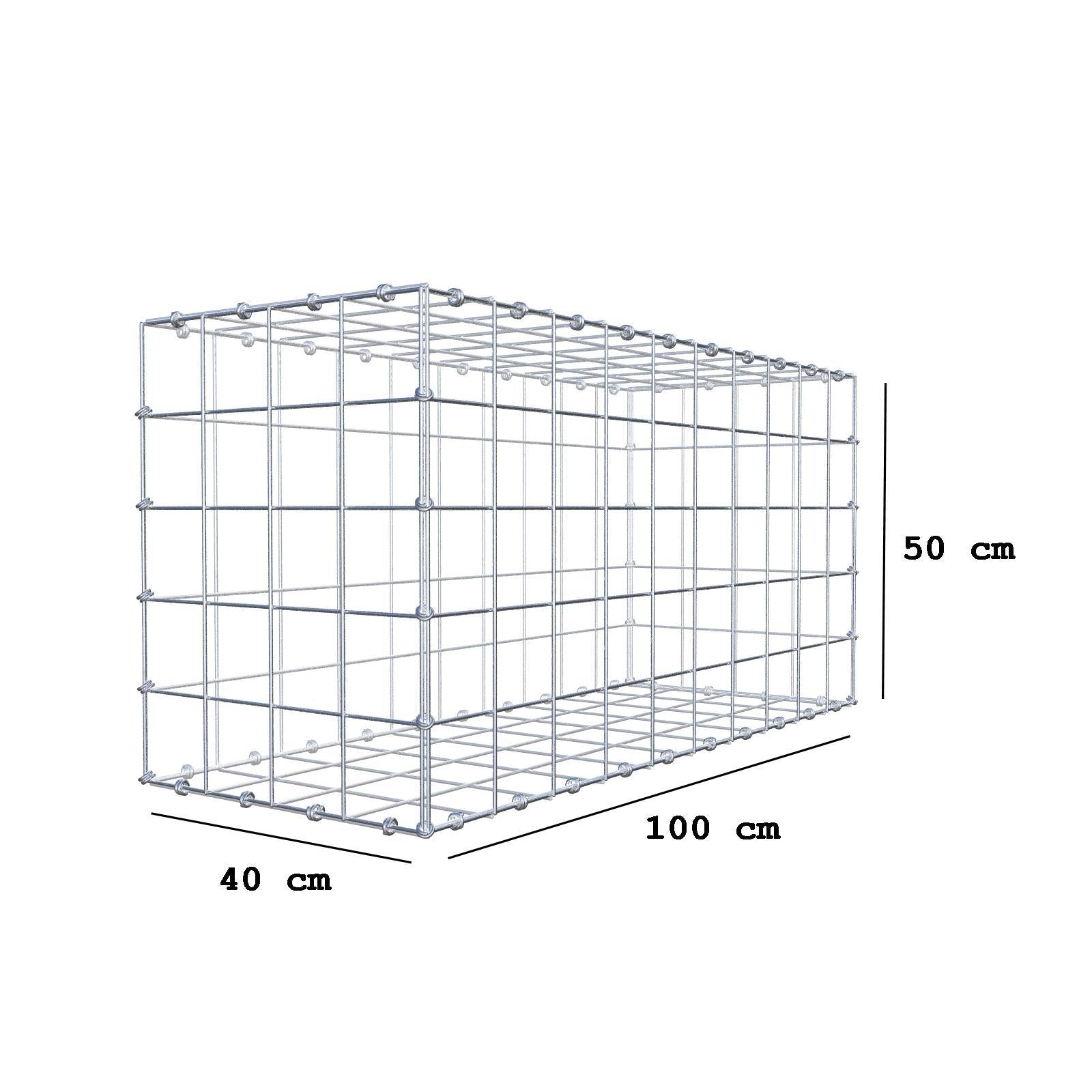 Gabbione 100 cm x 50 cm x 40 cm (L x H x P), maglia 10 x 10 cm, anello a spirale
