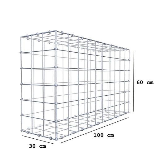 Gabion 100 cm x 60 cm x 30 cm (L x H x P), mailles 10 x 10 cm, anneau en spirale
