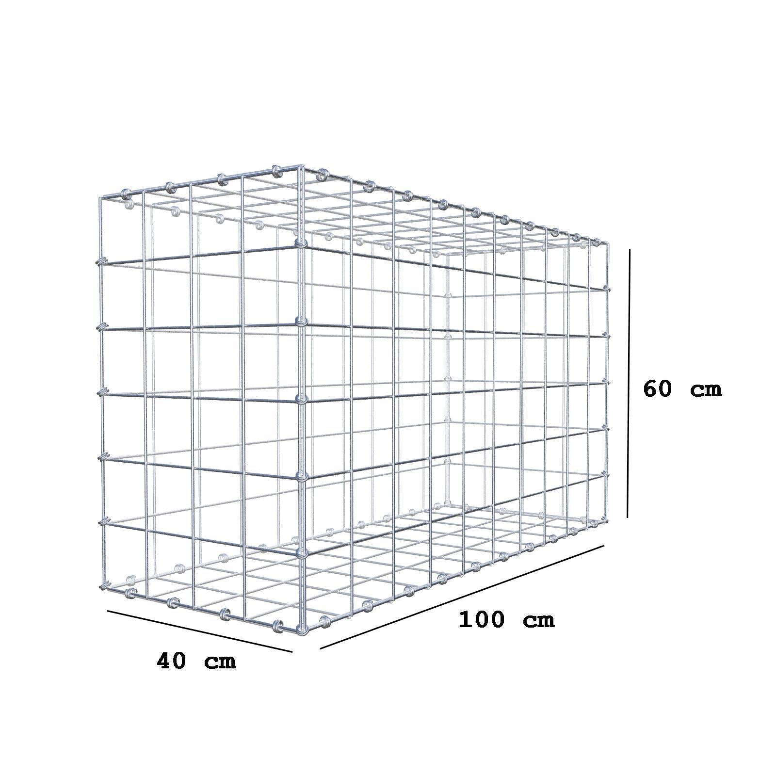 Gabbione 100 cm x 60 cm x 40 cm (L x H x P), maglia 10 x 10 cm, anello a spirale