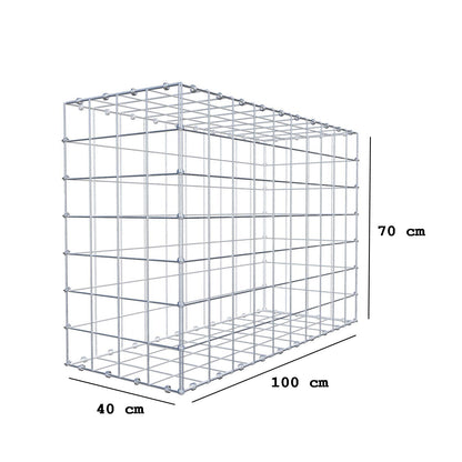Gabion 100 cm x 70 cm x 40 cm (L x H x D), maskestørrelse 10 x 10 cm, spiralring