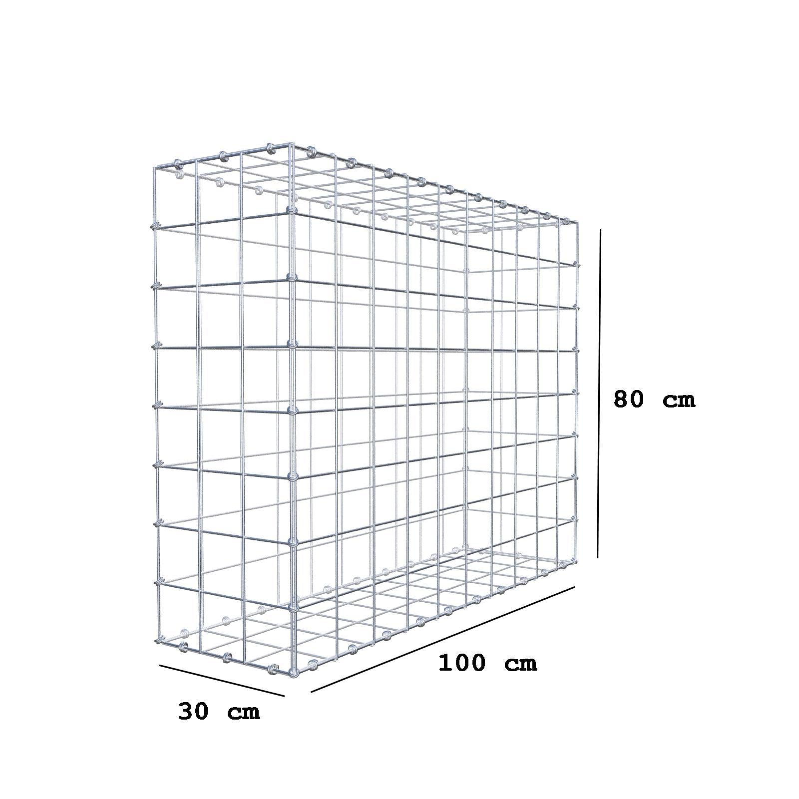 Gabbione 100 cm x 80 cm x 30 cm (L x H x P), maglia 10 x 10 cm, anello a spirale