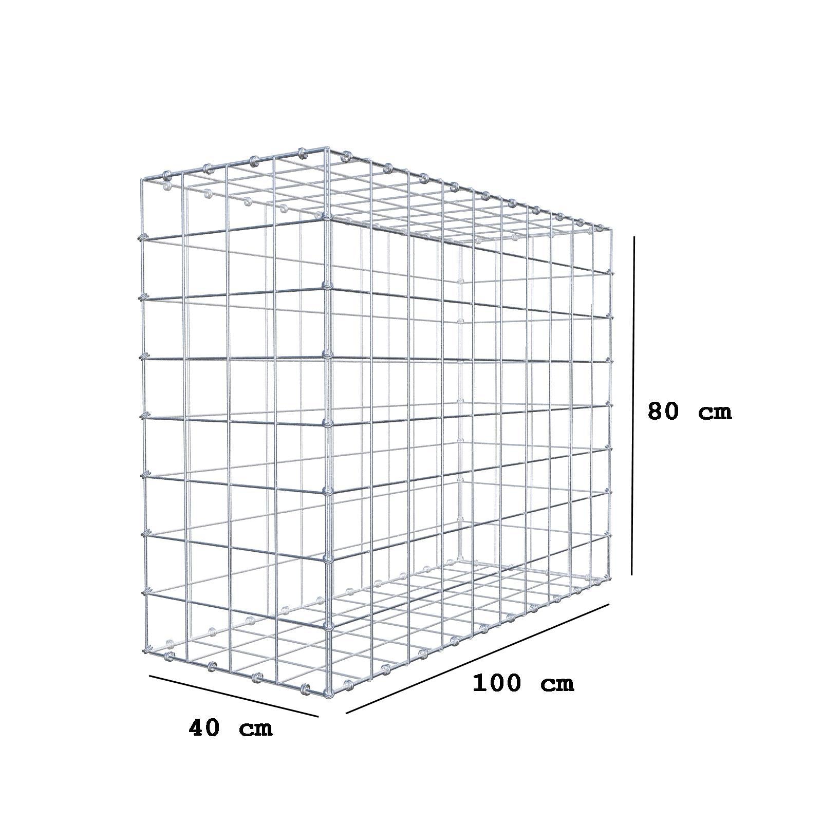 Gabbione 100 cm x 80 cm x 40 cm (L x H x P), maglia 10 x 10 cm, anello a spirale