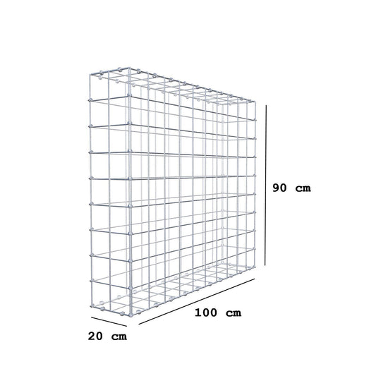 Gavión 100 cm x 90 cm x 20 cm (L x A x P), luz de malla 10 x 10 cm, anillo en espiral