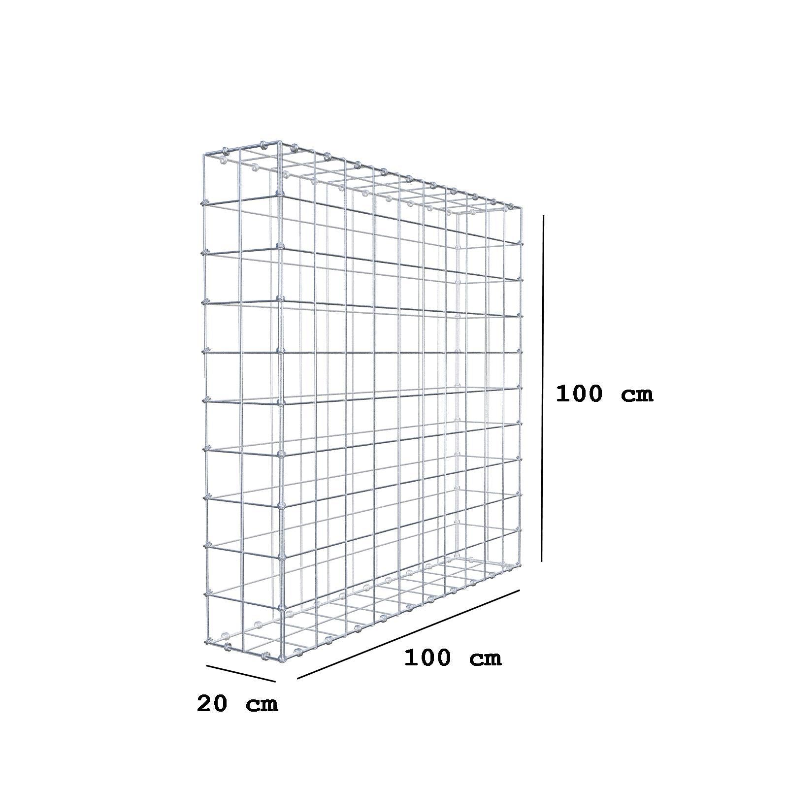 Gabbione 100 cm x 100 cm x 20 cm (L x H x P), maglia 10 x 10 cm, anello a spirale