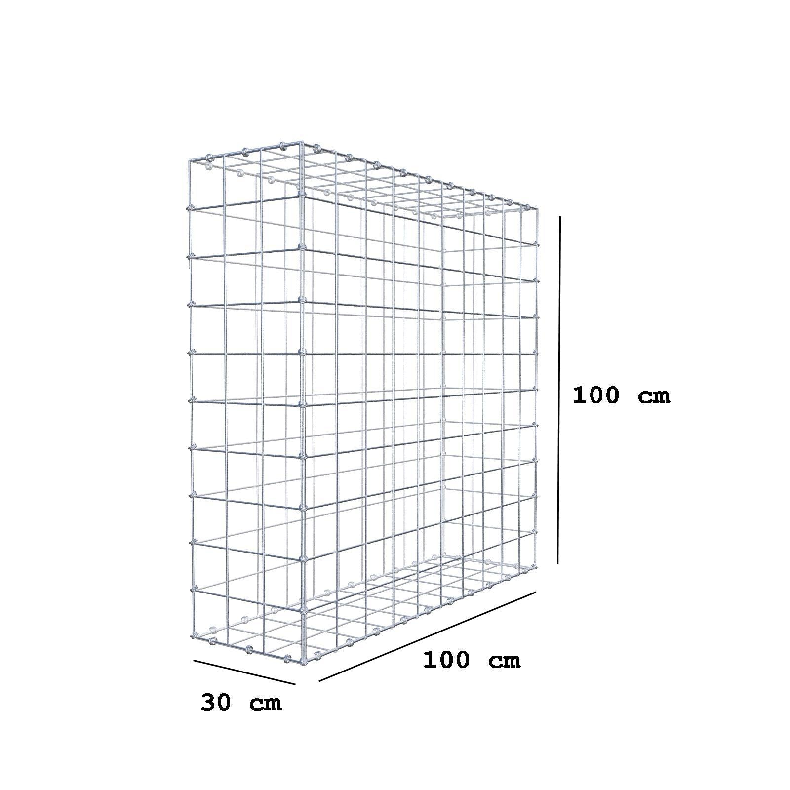 Schanskorf 100 cm x 100 cm x 30 cm (L x H x D), maaswijdte 10 x 10 cm, spiraalring
