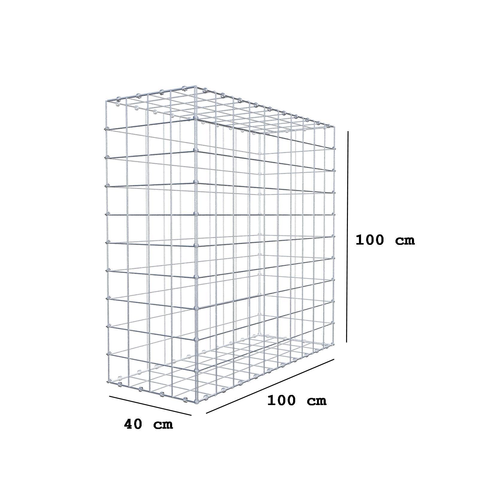 Gabion 100 cm x 100 cm x 40 cm (L x H x D), mesh size 10 x 10 cm, spiral ring