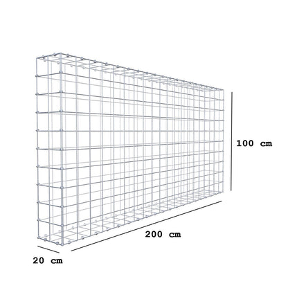 Gabion 200 cm x 100 cm x 20 cm (L x H x P), mailles 10 x 10 cm, anneau en spirale