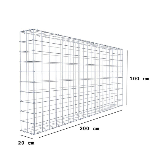Gabion 200 cm x 100 cm x 20 cm (L x H x P), mailles 10 x 10 cm, anneau en spirale