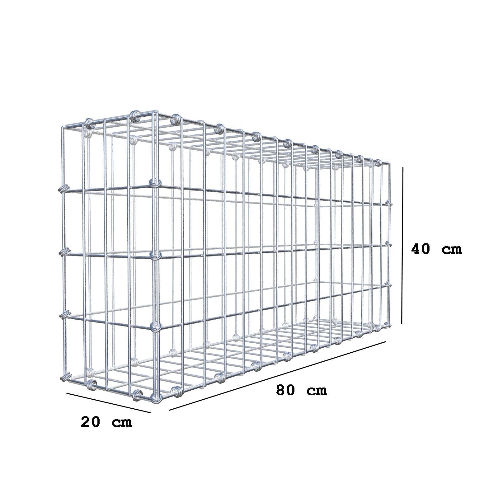 Gabion 80 cm x 40 cm x 20 cm (L x H x D), mesh size 5 x 10 cm, spiral ring