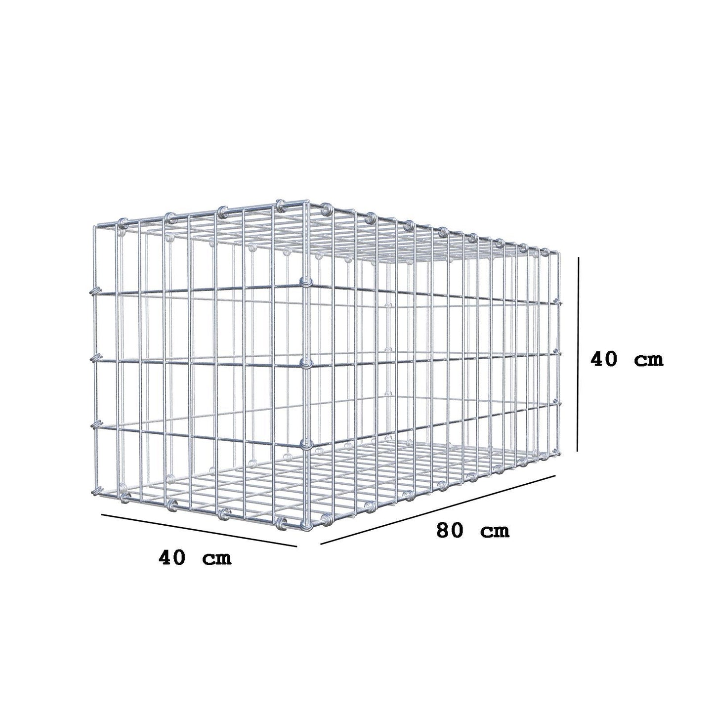 Gabion 80 cm x 40 cm x 40 cm (L x H x P), mailles 5 x 10 cm, anneau en spirale