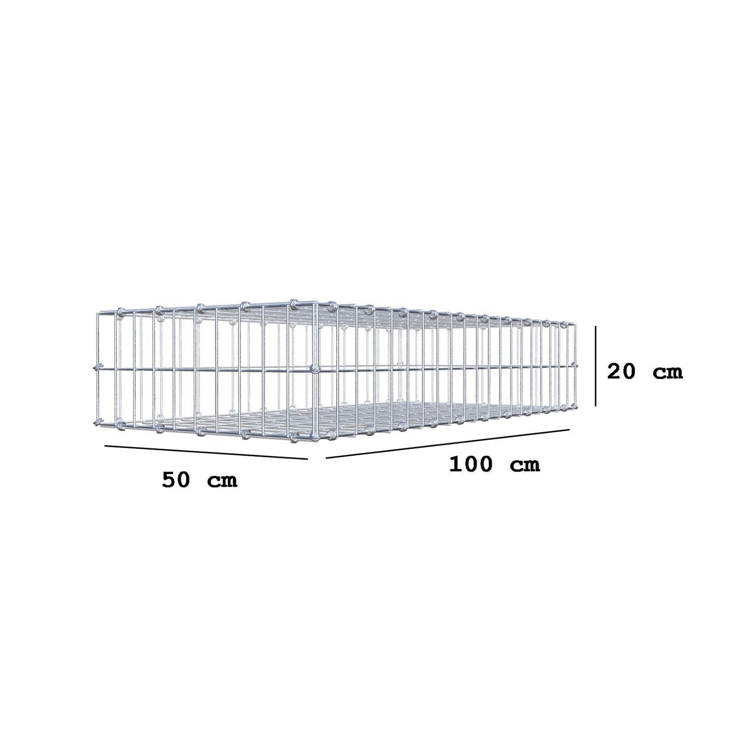 Gabion 100 cm x 20 cm x 50 cm (L x H x P), mailles 5 x 10 cm, anneau en spirale