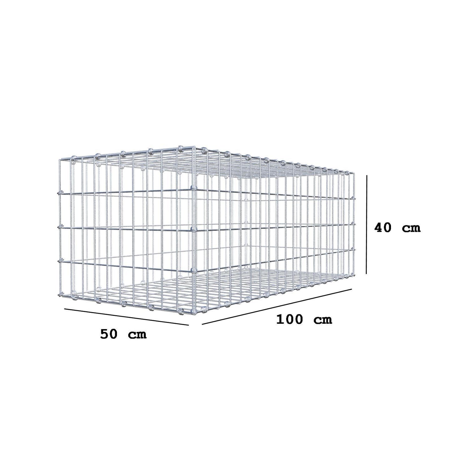 Gabion 100 cm x 40 cm x 50 cm (L x H x P), mailles 5 x 10 cm, anneau en spirale