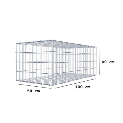Gabion 100 cm x 40 cm x 50 cm (L x H x P), mailles 5 x 10 cm, anneau en spirale