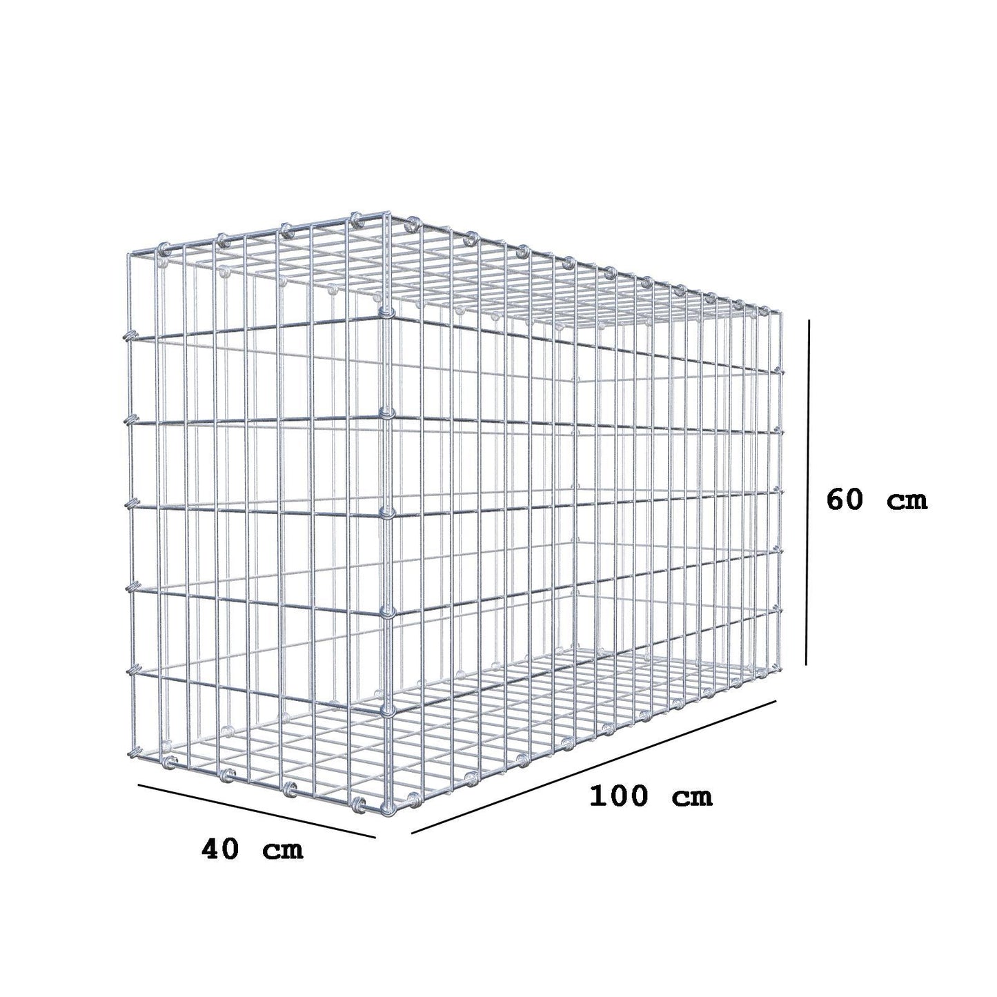 Gabion 100 cm x 60 cm x 40 cm (L x H x P), mailles 5 x 10 cm, anneau en spirale