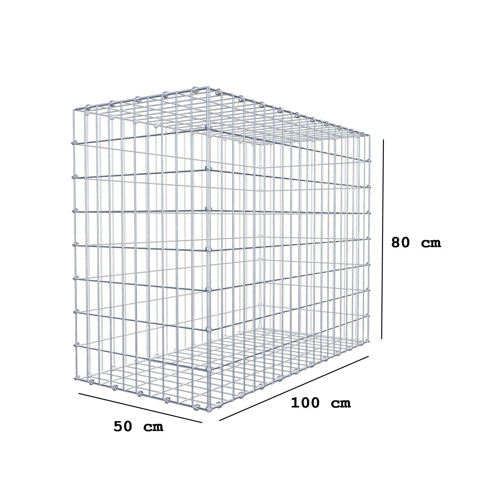 Gabion 100 cm x 80 cm x 50 cm (L x H x D), mesh size 5 x 10 cm, spiral ring