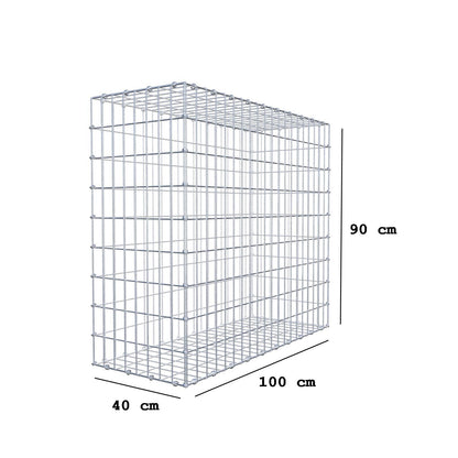 Gabion 100 cm x 90 cm x 40 cm (L x H x D), maskestørrelse 5 x 10 cm, spiralring
