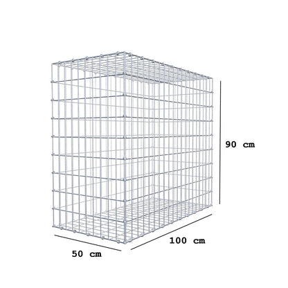 Gabion 100 cm x 90 cm x 50 cm (L x H x D), maskestørrelse 5 x 10 cm, spiralring