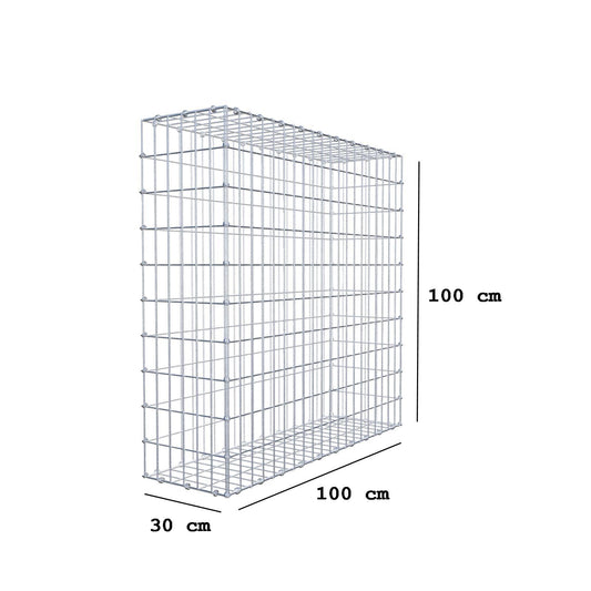 Gabion 100 cm x 100 cm x 30 cm (L x H x P), mailles 5 x 10 cm, anneau en spirale