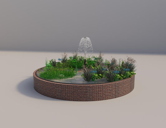 Gabion raised pond, round, outer diameter 382 cm, height 50 cm, mesh size 5 x 5 cm, wall thickness 15 cm