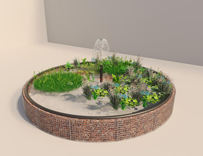 Gabion-hævedam rund, ydre diameter 502 cm, højde 50 cm, maskestørrelse 5 x 5 cm, vægtykkelse 15 cm