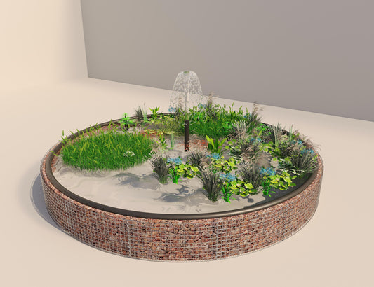 Gabion raised pond round, outer diameter 472 cm, height 50 cm, mesh size 5 x 5 cm, wall thickness 15 cm