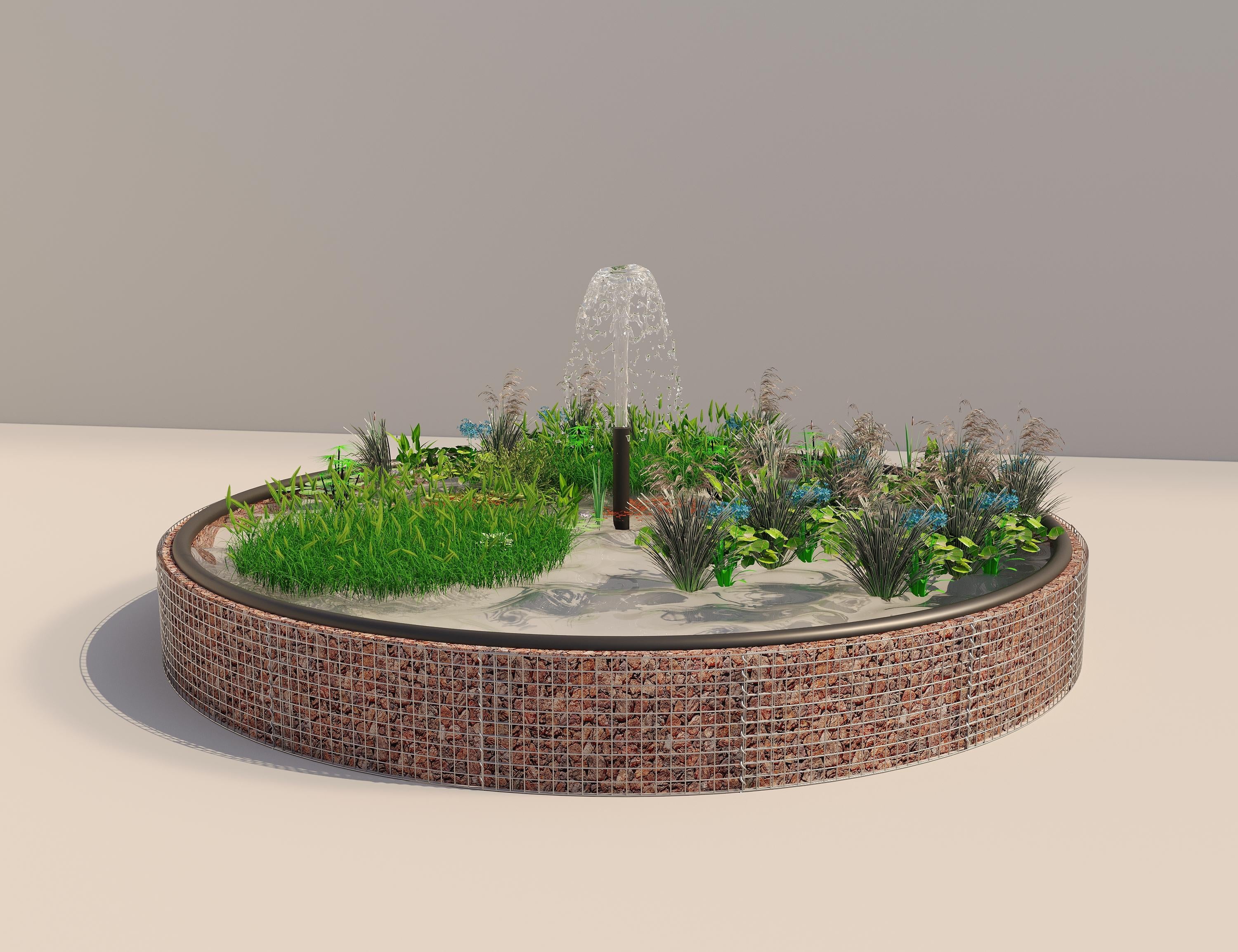 Gabion upphöjd damm rund, ytterdiameter 502 cm, höjd 50 cm, maskstorlek 5 x 5 cm, väggtjocklek 15 cm