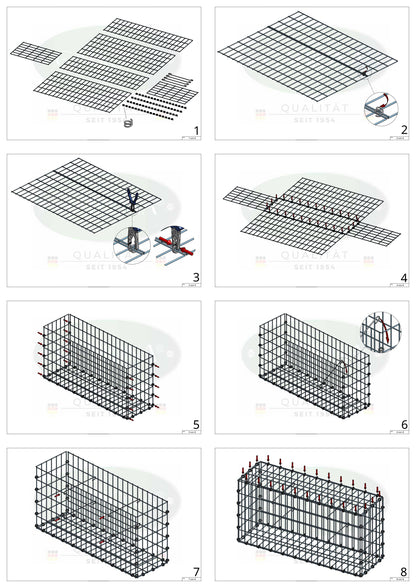 Gabion 50 cm x 50 cm x 30 cm (L x H x D), maskstorlek 5 x 10 cm, spiralring
