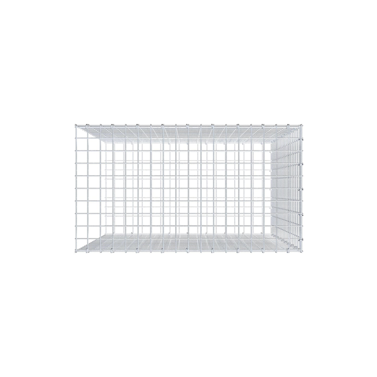 Typ 2 påbyggnadsgabion 100 cm x 90 cm x 50 cm (L x H x D), maskstorlek 5 cm x 5 cm, C-ring