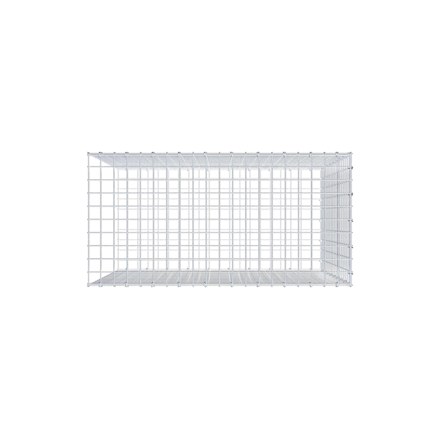 Typ 2 påbyggnadsgabion 100 cm x 90 cm x 50 cm (L x H x D), maskstorlek 5 cm x 5 cm, C-ring