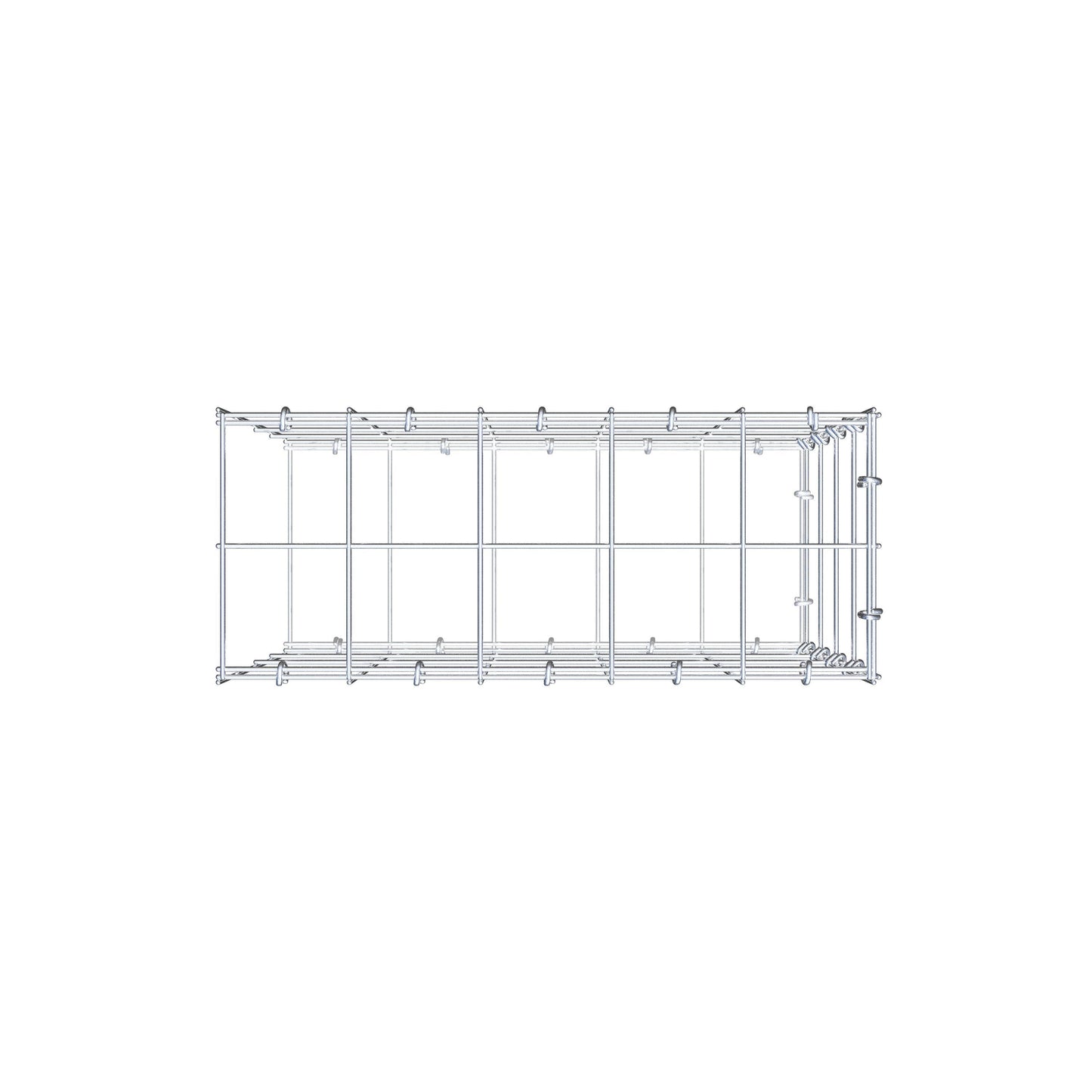 Typ 2 påbyggnadsgabion 50 cm x 40 cm x 20 cm (L x H x D), maskstorlek 10 cm x 10 cm, C-ring