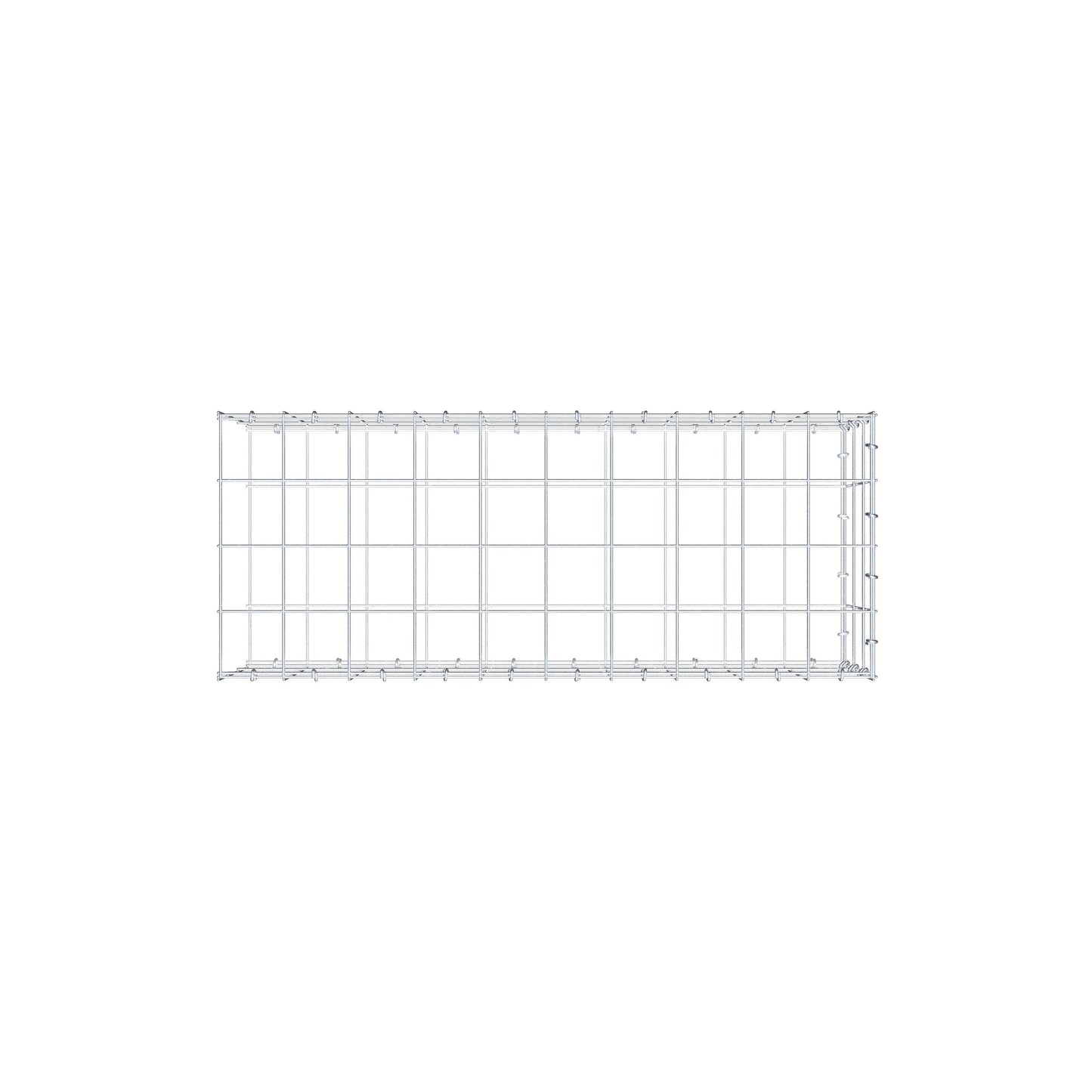 Typ 2 påbyggnadsgabion 100 cm x 30 cm x 40 cm (L x H x D), maskstorlek 10 cm x 10 cm, C-ring