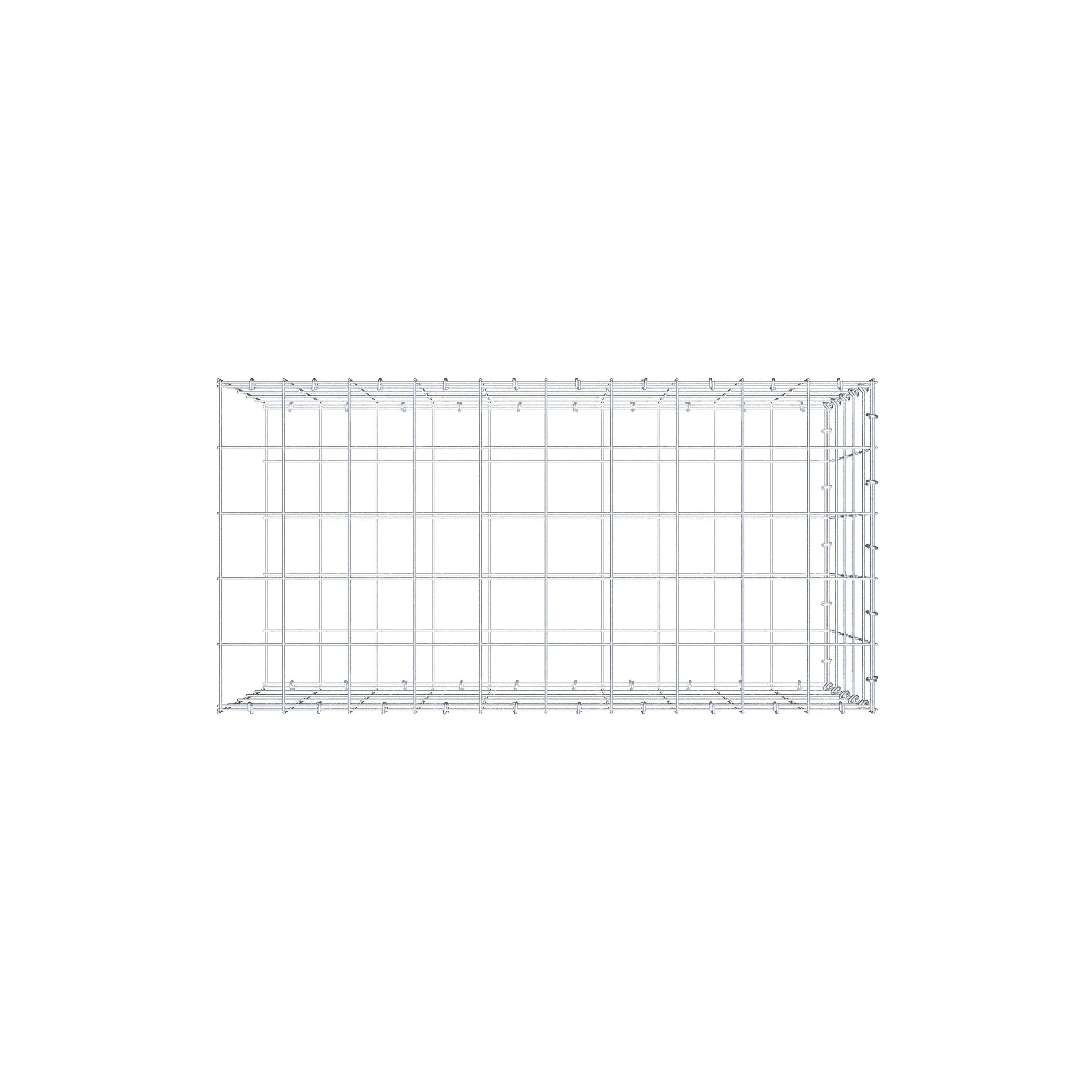 Mounted gabion type 2 100 cm x 50 cm x 50 cm (L x H x D), mesh size 10 cm x 10 cm, C-ring