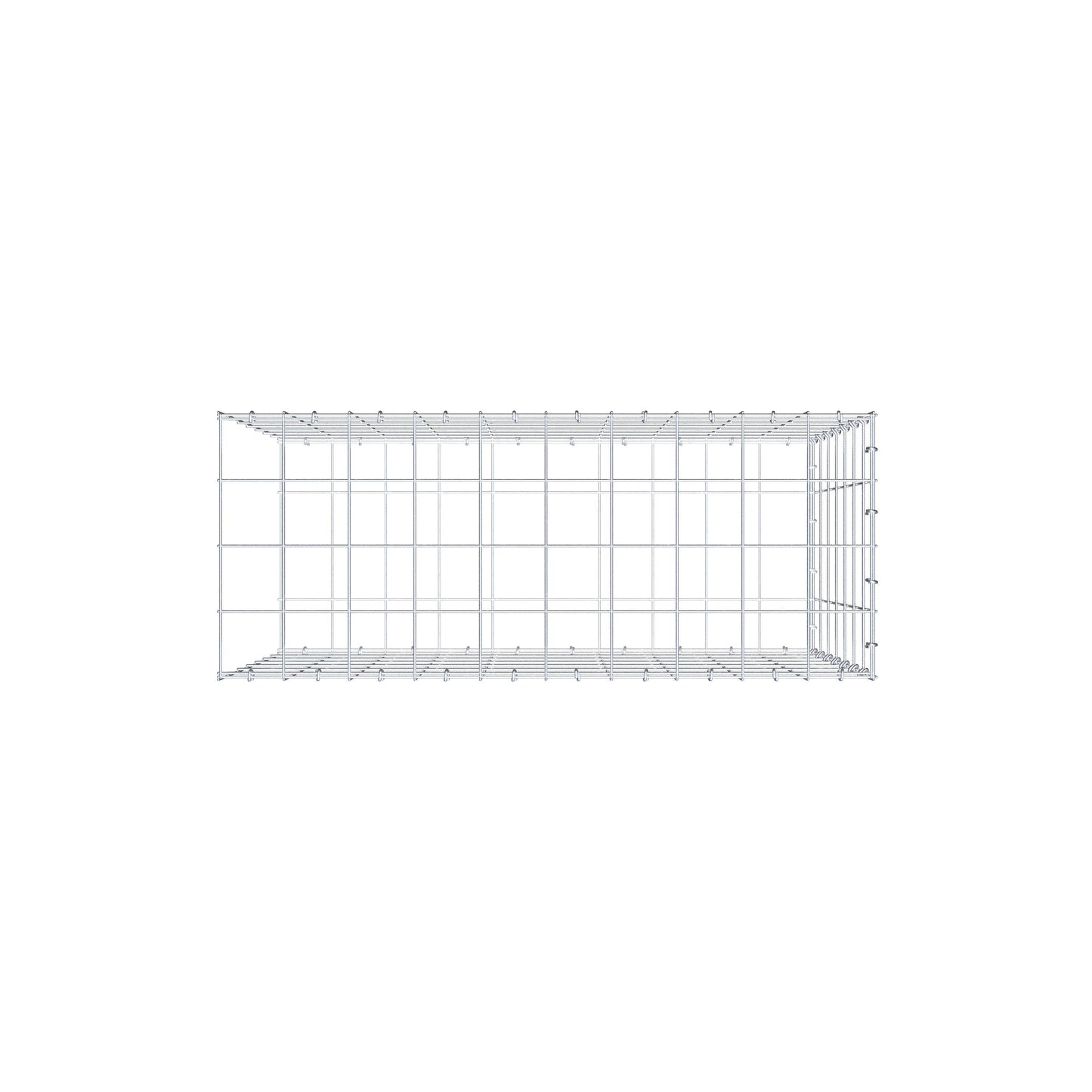 Monteret gabion type 2 100 cm x 70 cm x 40 cm (L x H x D), maskestørrelse 10 cm x 10 cm, C-ring