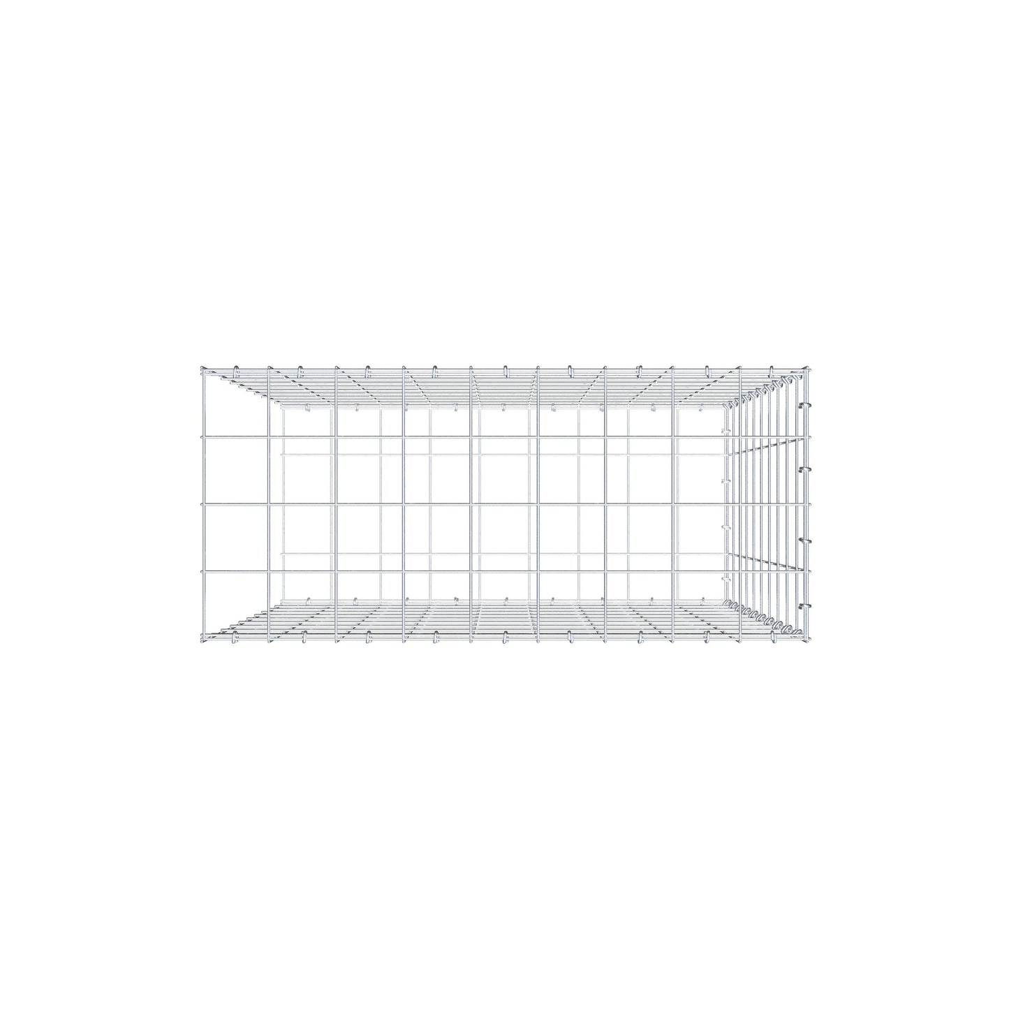 Monteret gabion type 2 100 cm x 90 cm x 40 cm (L x H x D), maskestørrelse 10 cm x 10 cm, C-ring