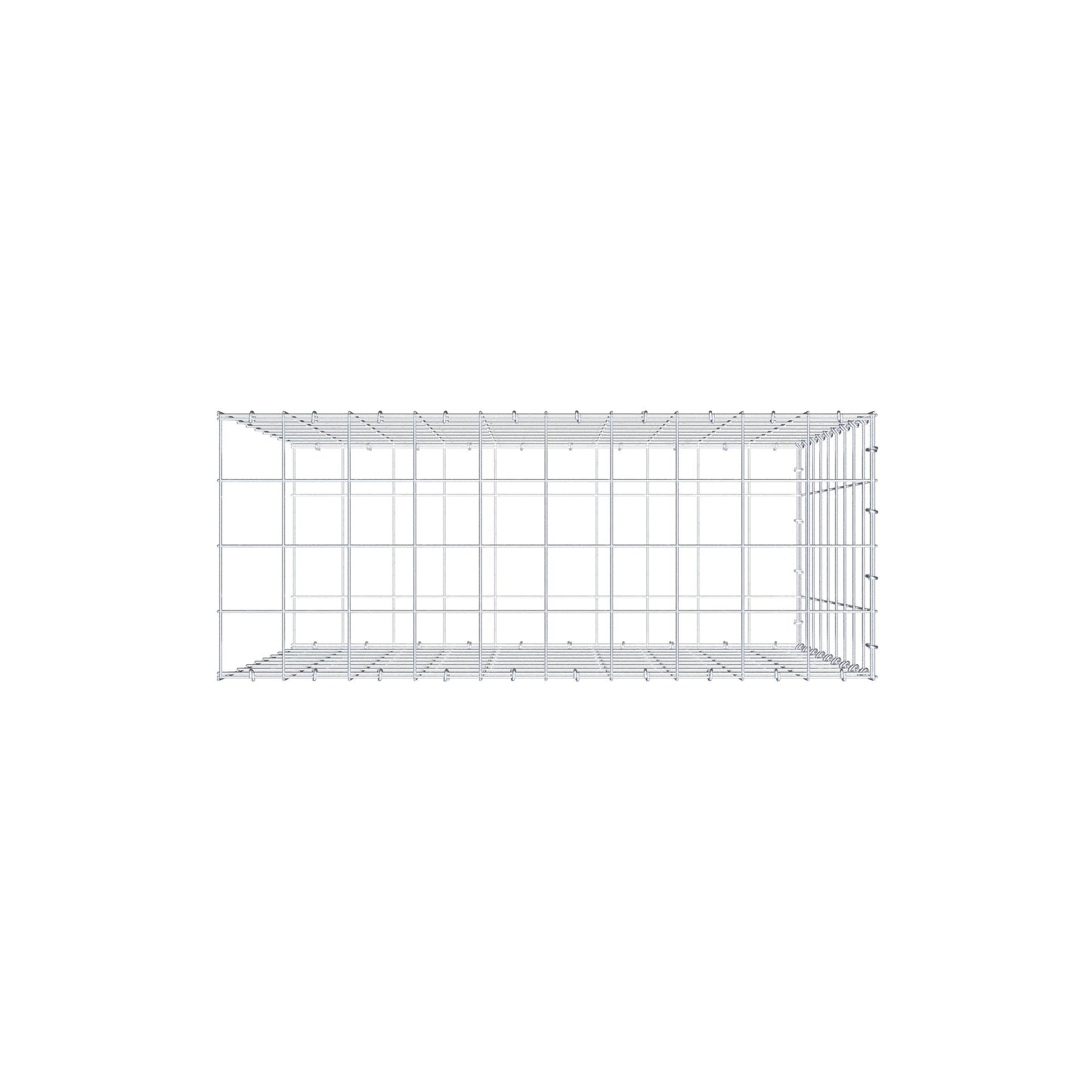 Monteret gabion type 2 100 cm x 90 cm x 40 cm (L x H x D), maskestørrelse 10 cm x 10 cm, C-ring