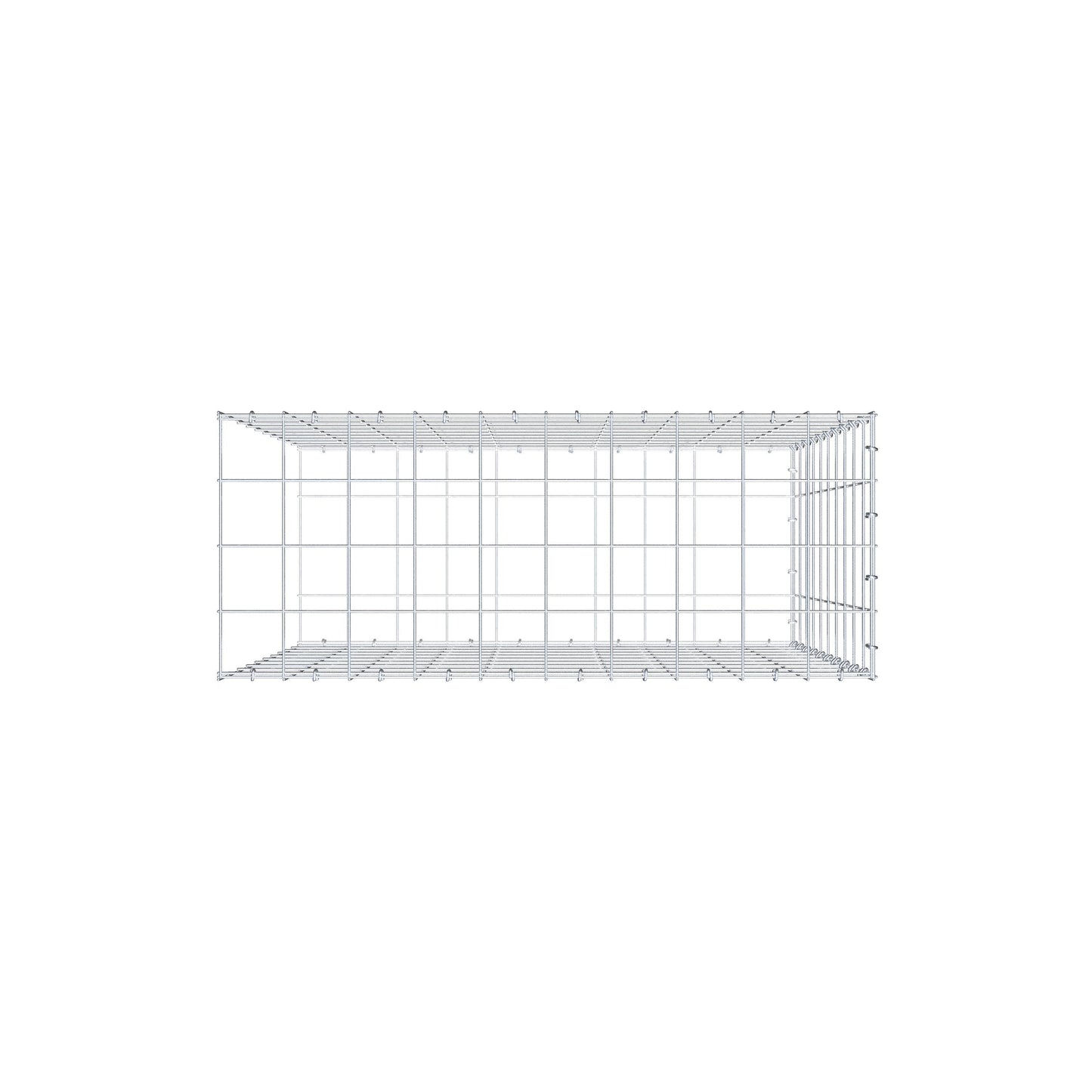 Monteret gabion type 2 100 cm x 100 cm x 40 cm (L x H x D), maskestørrelse 10 cm x 10 cm, C-ring