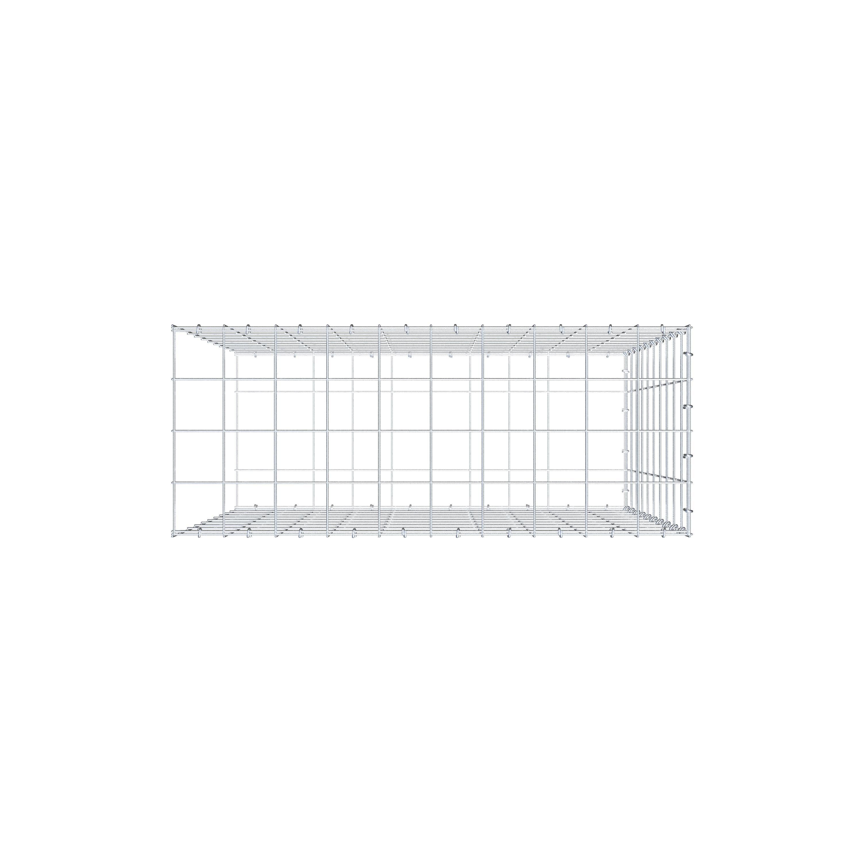 Mounted gabion type 2 100 cm x 100 cm x 40 cm (L x H x D), mesh size 10 cm x 10 cm, C-ring
