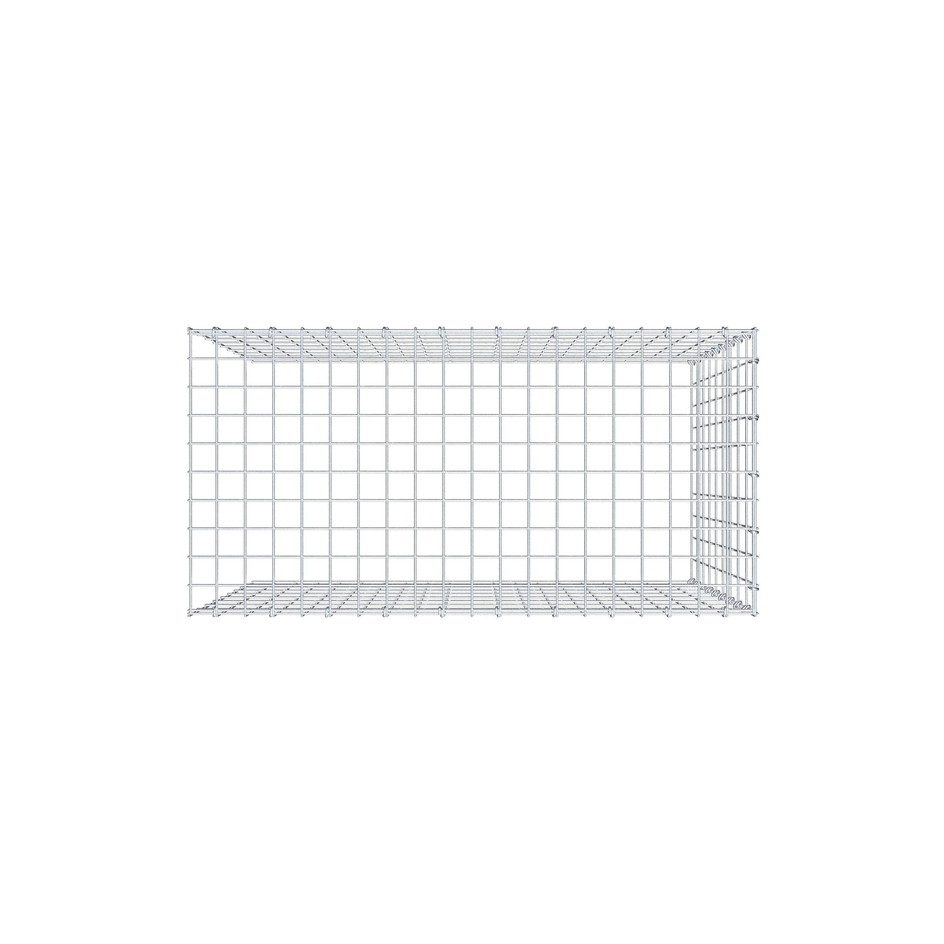 Monteret gabion type 4 100 cm x 90 cm x 50 cm (L x H x D), maskestørrelse 5 cm x 10 cm, C-ring