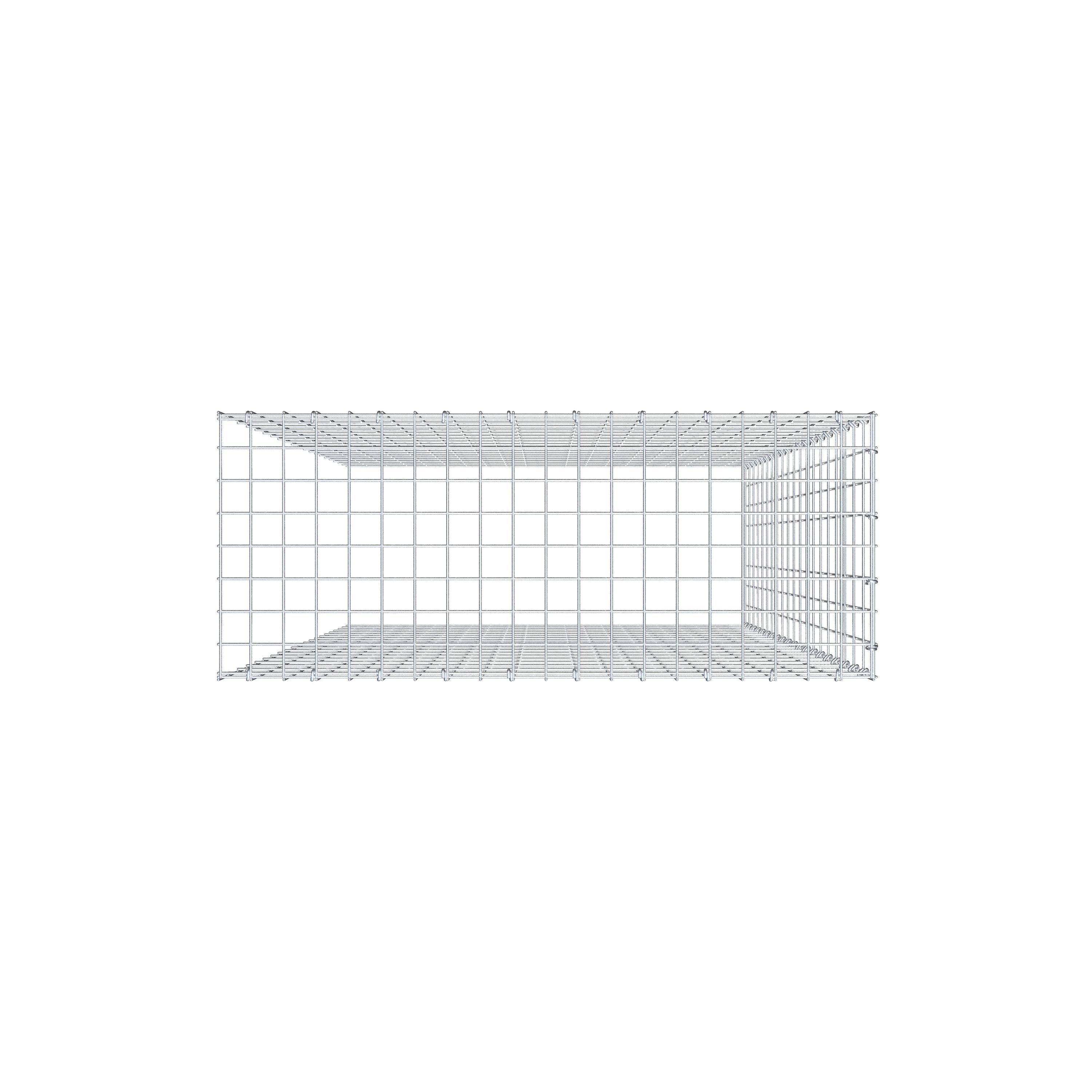 Monteret gabion type 4 200 cm x 100 cm x 40 cm (L x H x D), maskestørrelse 5 cm x 10 cm, C-ring