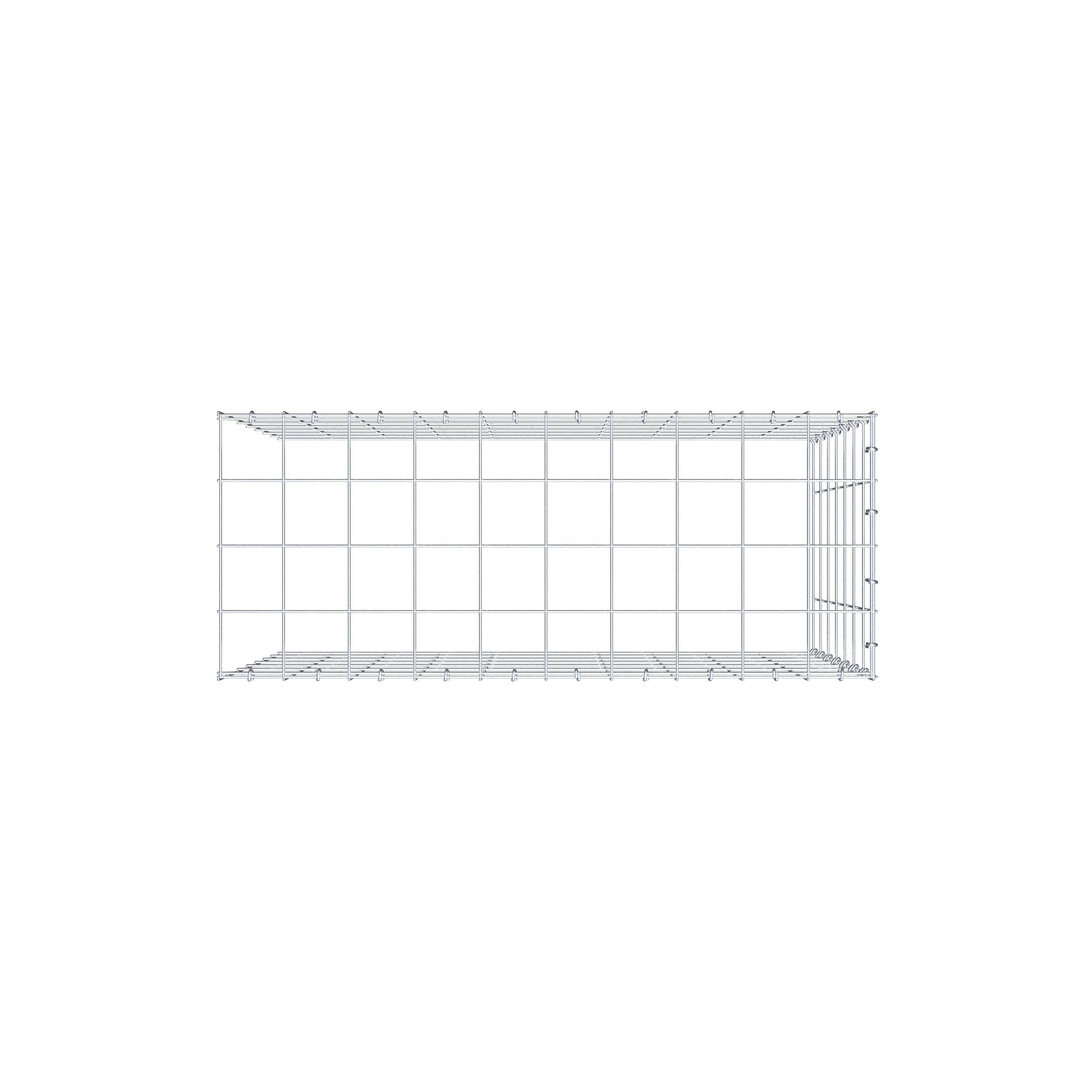 Monteret gabion type 4 100 cm x 70 cm x 40 cm (L x H x D), maskestørrelse 10 cm x 10 cm, C-ring