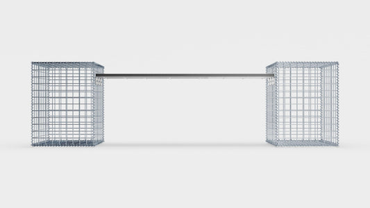 Panchina in gabbioni con 2 gabbioni a spirale, 205 cm di lunghezza x 60 cm di altezza x 40 cm di profondità, zincati, MW 5 x 5 cm, con piano riciclato in antracite