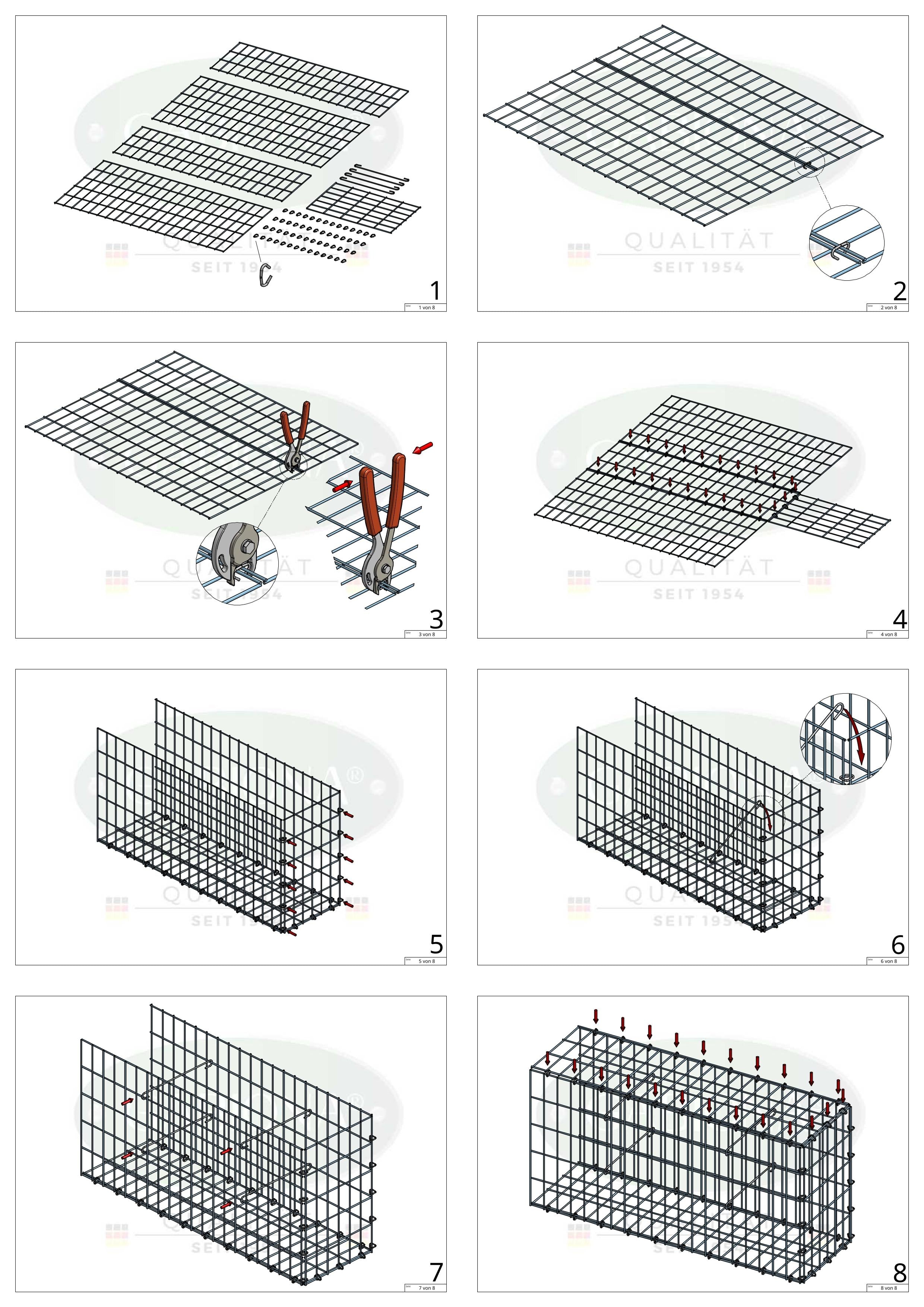 Gabião tipo 2 100 cm x 50 cm x 40 cm, malhagem 5 cm x 10 cm, anel C