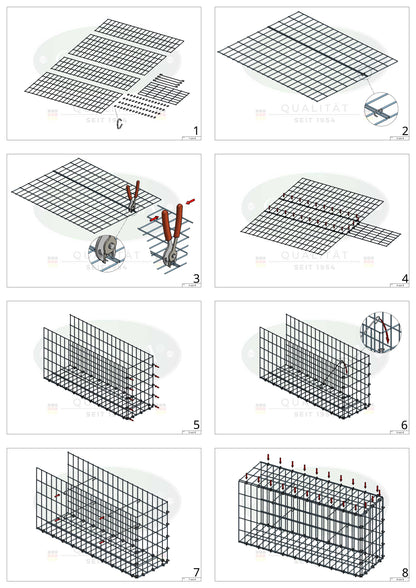 Anbaugabione Typ 2 40 cm x 40 cm x 40 cm, Maschenweite 5 cm x 10 cm, C-Ring