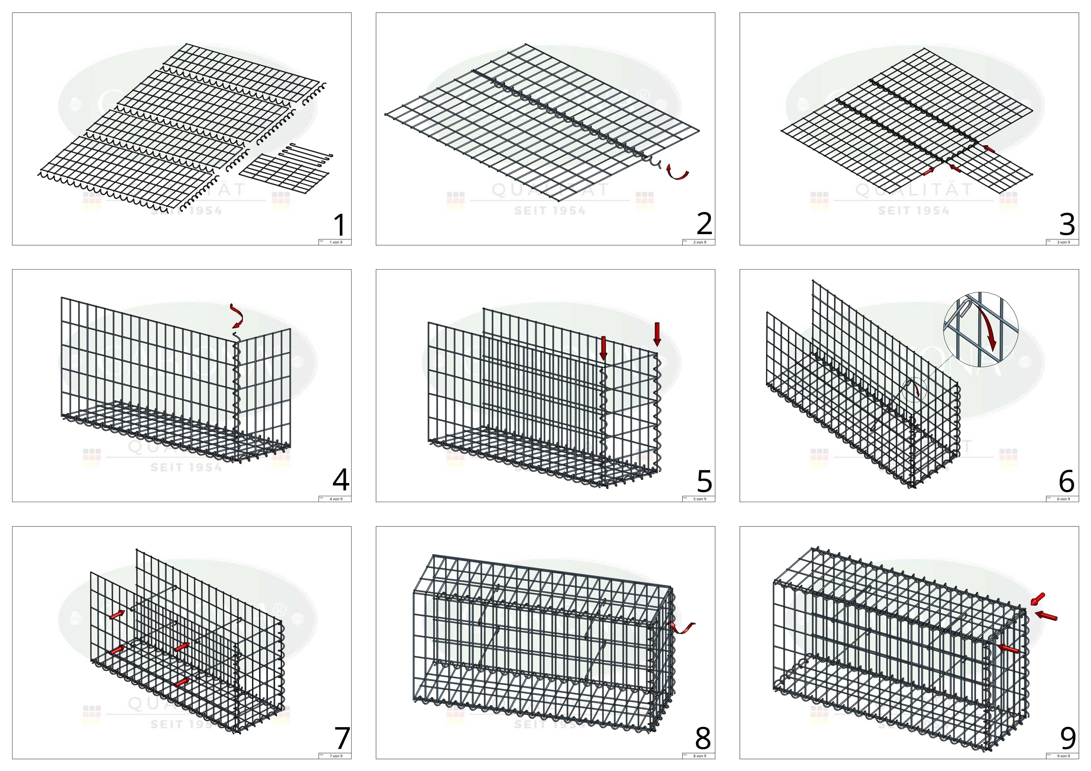 Gabion rapporté type 2 100 cm x 80 cm x 50 cm (L x H x P), mailles 5 cm x 10 cm, spirale